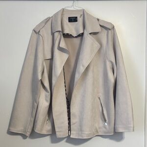 T Tahari Cream Leather Jacket